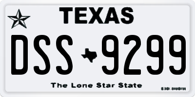 TX license plate DSS9299