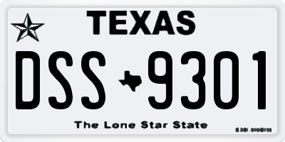 TX license plate DSS9301