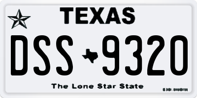 TX license plate DSS9320