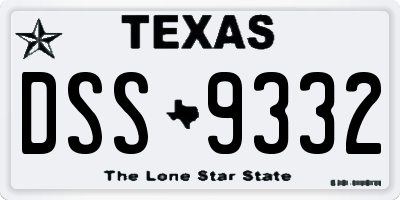 TX license plate DSS9332