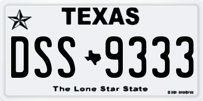 TX license plate DSS9333