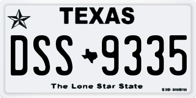 TX license plate DSS9335