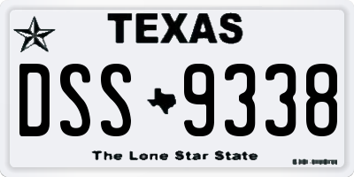 TX license plate DSS9338