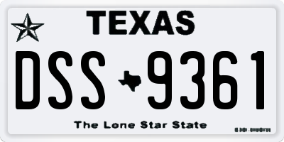 TX license plate DSS9361