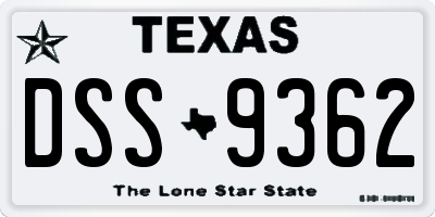 TX license plate DSS9362