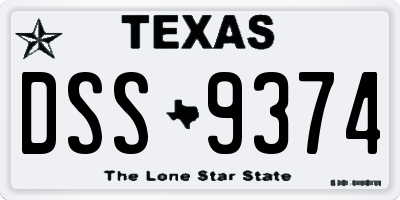 TX license plate DSS9374