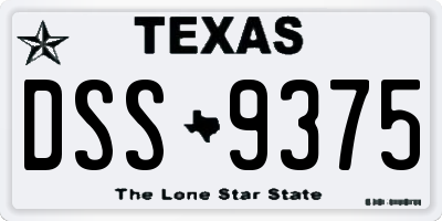 TX license plate DSS9375