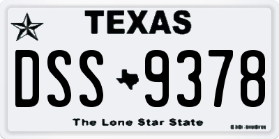 TX license plate DSS9378