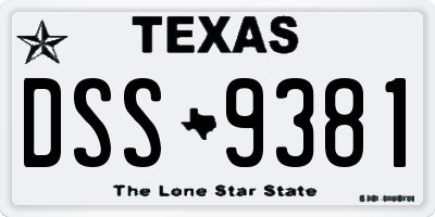 TX license plate DSS9381