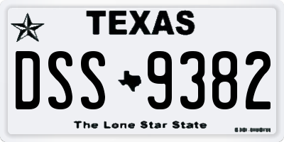 TX license plate DSS9382