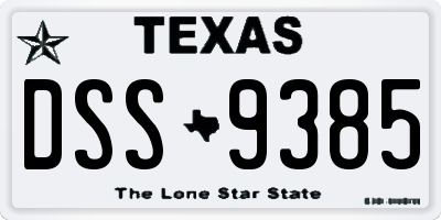 TX license plate DSS9385