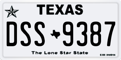 TX license plate DSS9387