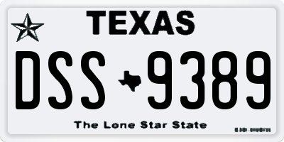 TX license plate DSS9389
