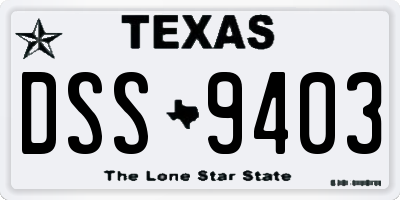 TX license plate DSS9403