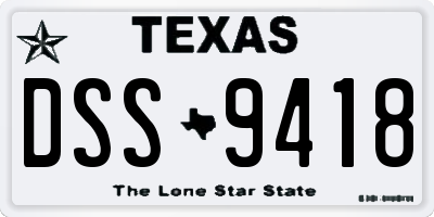 TX license plate DSS9418