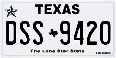 TX license plate DSS9420