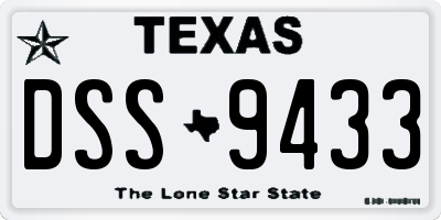 TX license plate DSS9433
