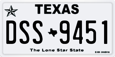 TX license plate DSS9451