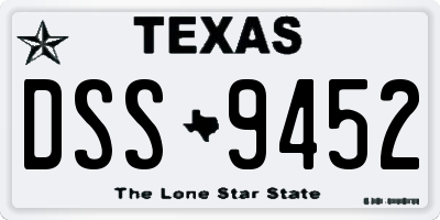 TX license plate DSS9452