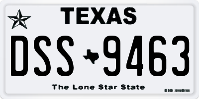 TX license plate DSS9463