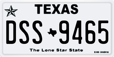 TX license plate DSS9465