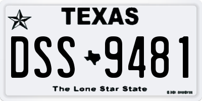 TX license plate DSS9481