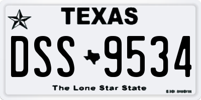 TX license plate DSS9534