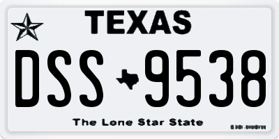 TX license plate DSS9538