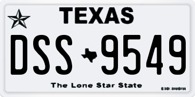 TX license plate DSS9549