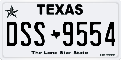 TX license plate DSS9554