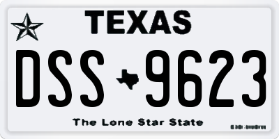 TX license plate DSS9623