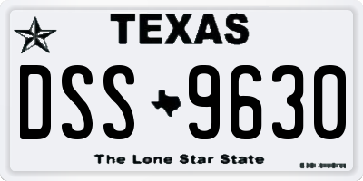 TX license plate DSS9630