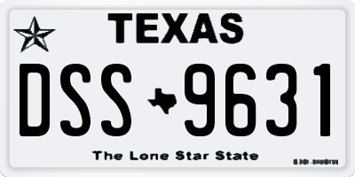 TX license plate DSS9631