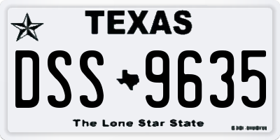 TX license plate DSS9635