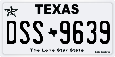 TX license plate DSS9639