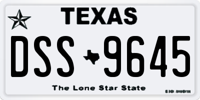 TX license plate DSS9645