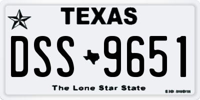 TX license plate DSS9651
