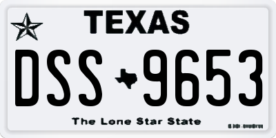 TX license plate DSS9653