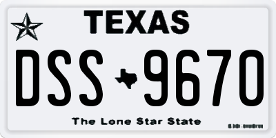 TX license plate DSS9670