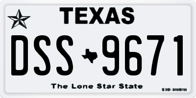 TX license plate DSS9671