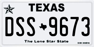 TX license plate DSS9673