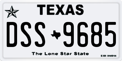 TX license plate DSS9685