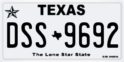 TX license plate DSS9692