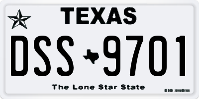 TX license plate DSS9701