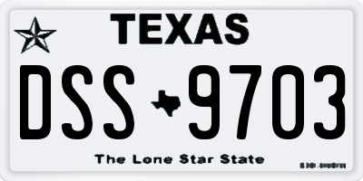 TX license plate DSS9703