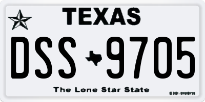 TX license plate DSS9705