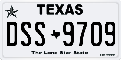 TX license plate DSS9709