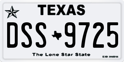 TX license plate DSS9725
