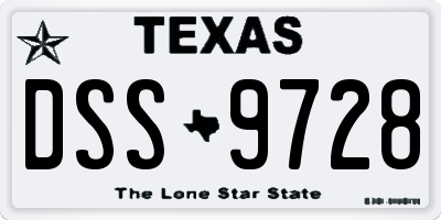 TX license plate DSS9728