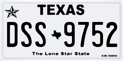 TX license plate DSS9752